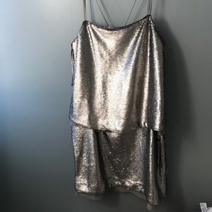 NWT Banana Republic silver sequined dress